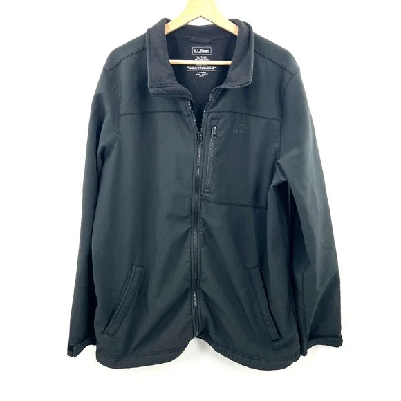 L.L. Bean softshell full zip front lightweight jacket black gray XL Tall XLT - Picture 2 of 11